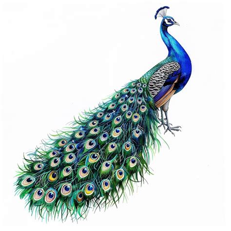 Premium Photo A Drawing Of A Peacock With Peacock Feathers And The