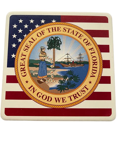 SEAL OF FLORIDA FLAG Square Absorbent Stone Coaster