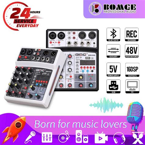 Bomge 4 Canais Dj áudio Mixer Interface Console Usb Bluetooth Gravação Estéreo Alimentação