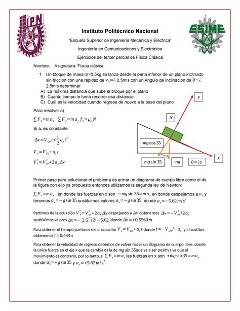 Problemario fisica 1 Instituto Politécnico Nacional Escuela Superior