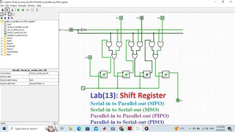 Logisim Lab Shift Register Siso Pipo Sipo Piso