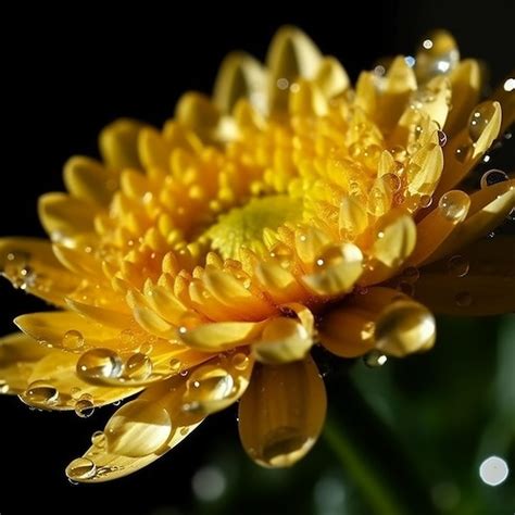 Premium Ai Image A Yellow Flower With Water Droplets On It