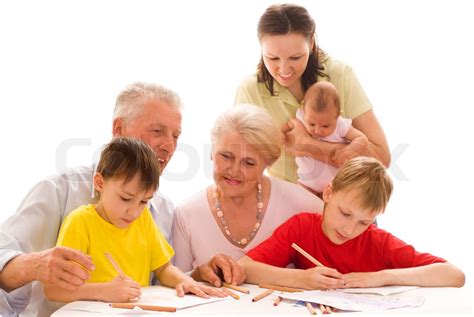 Lykkelig Familie Af Seks Stock Foto Colourbox