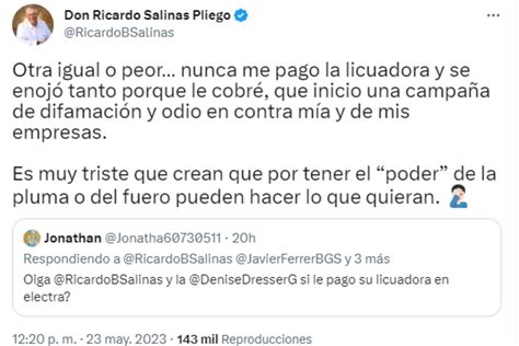 Ricardo Salinas Pliego Volvió A Recordar Que Denise Dresser No Le Pagó