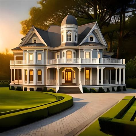 Premium AI Image | A grand Victorian mansion with intricate carvings ...