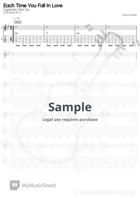 Cigarettes After Sex Each Time You Fall In Love Tab 단선 악보 by 기타선생