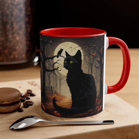 Black Cat Mug, Black Cat Coffee Mug, Black Cat Coffee Cup, Halloween ...