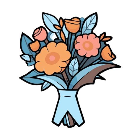 Ramo De Flores Dibujado A Mano En Estilo Garabato Vector Premium