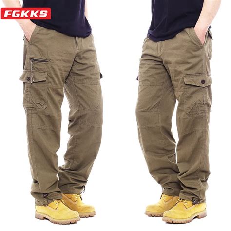 FGKKS pantalones Cargo con múltiples bolsillos para hombre pantalón de