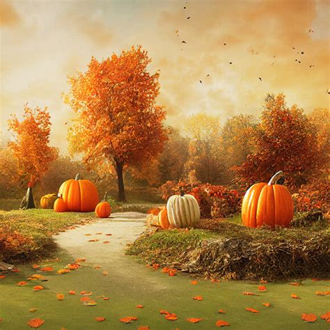 Fall Scenery Pumpkins Photography Backdrop M8-46 – Dbackdrop