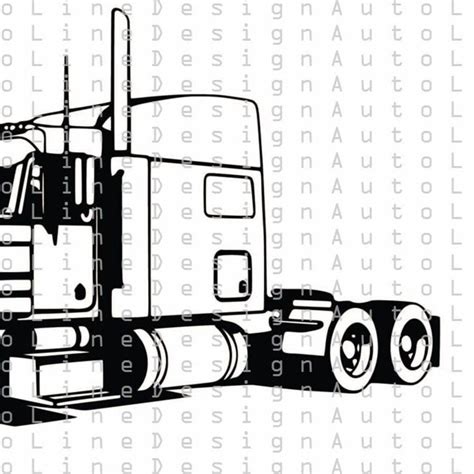 Peterbilt Semi Truck Trailer Svg Pdf Dxf Eps Png Illustration Etsy