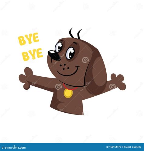 Brown Dog Saying Bye Bye Vector Illustration On A Stock Vector