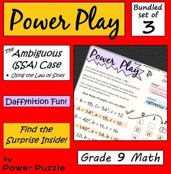 Trigonometry - The Ambiguous (SSA) Case (bundled set of 3) by Power Puzzle