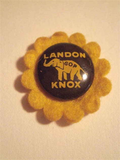 1936 Campaign Alfred LANDON Frank KNOX Sunflower Button W Felt Backing