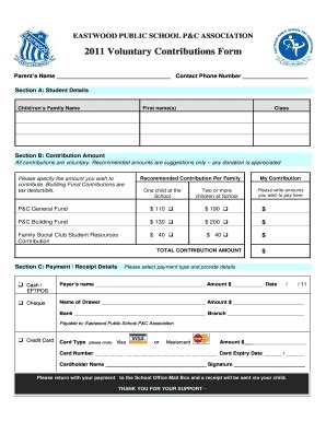 Fillable Online Eastwood Nsw Edu Voluntary Contributions Form