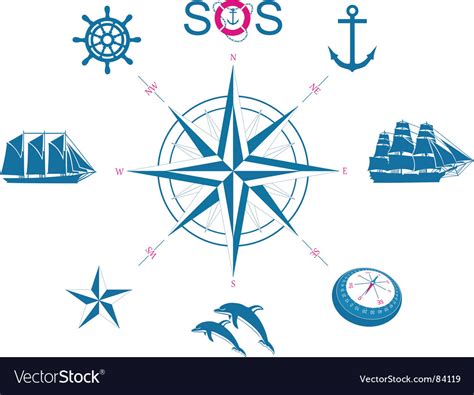 Set of nautical symbols Royalty Free Vector Image