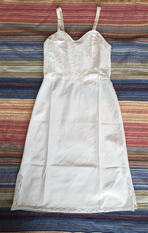 Saucy Barbizon Vintage S White Slip Dress Size Small Nylon Lace Ebay