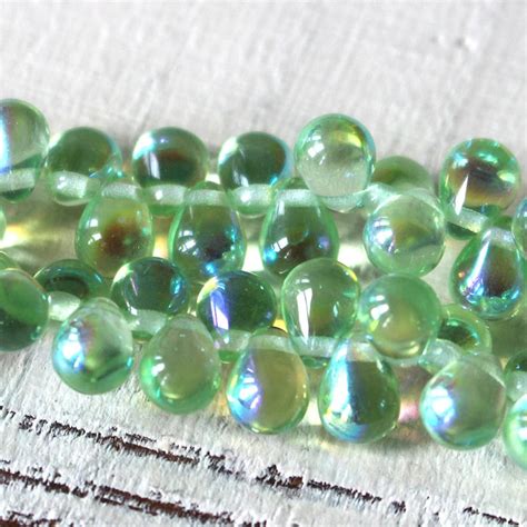 6x9mm Teardrop Bead Czech Glass Beads Smooth Teardrop Etsy