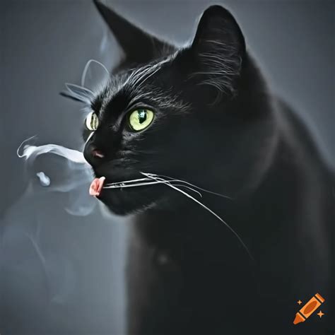 Black Cat Smoking On Craiyon