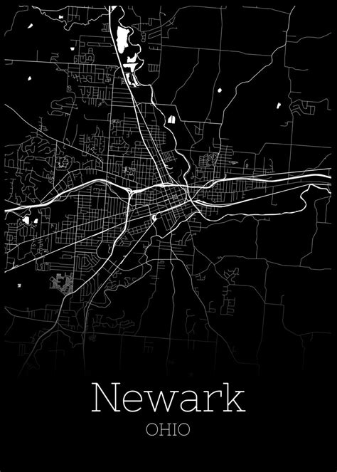 'Newark Ohio map' Poster, picture, metal print, paint by RelDesign ...