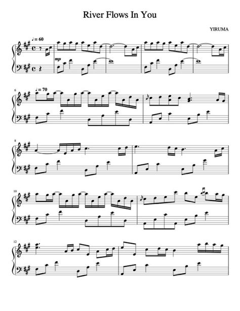 Piano Music Sheets River Flows In You From Yiruma Arranged Etsy