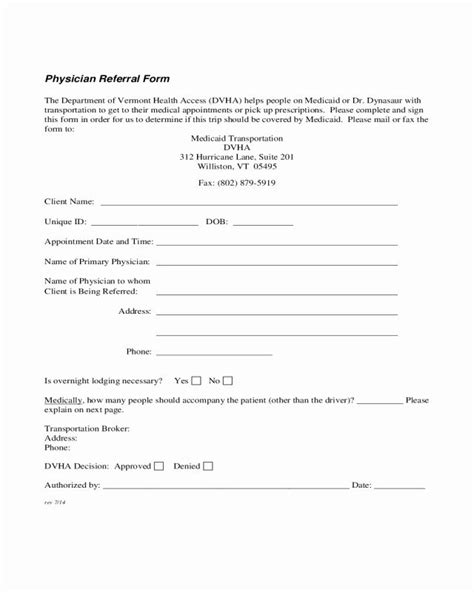 Printable Blank Dental Referral Form