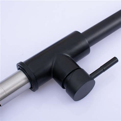 Pull Out Spout Black Color Kitchen Sink Tap Stainless Steel Hot And Cold Water Flexible Hose