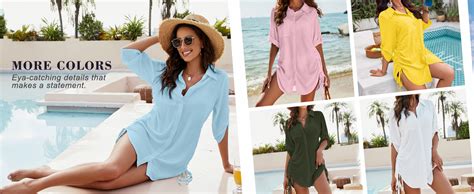 Blooming Jelly Womens Bathing Suit Cover Ups Bikini Swimsuit Coverup Drawstring Button Down