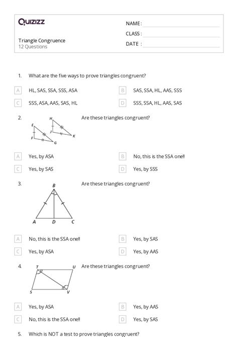 50 Congruence Worksheets For 10th Year On Quizizz Free And Printable