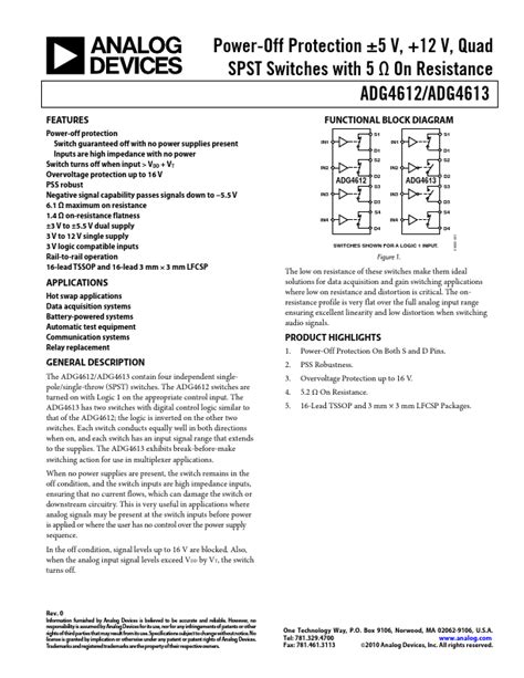 Adg Datasheet Quad Spst Switches