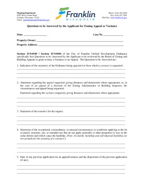 Fillable Online Questions To Be Answered By The Applicant For Zoning