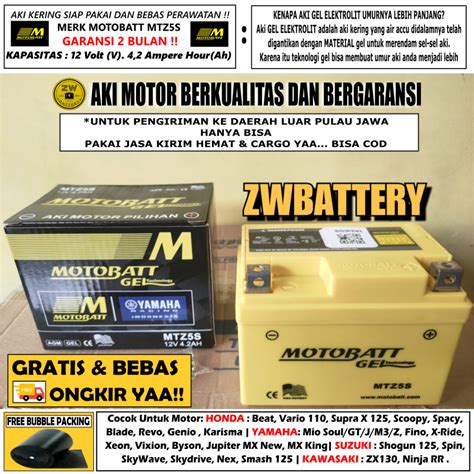 Jual Aki Motor Mio Soul Mio Gt Mio M Z Mio J Fino Mtz S Motobatt