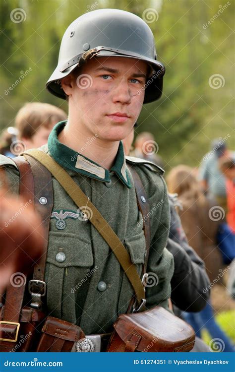 Portrait Of A Military Re Enactor In German Uniform World War Ii