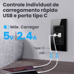 MIUCDA Tomada Inteligente WiFi Porta USB Tipo C Tomada De Parede