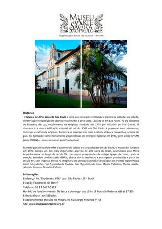 Museu De Arte Sacra PDF