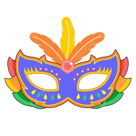 Máscara De Carnaval De Penas Coloridas PNG Pena Laranja Carnaval