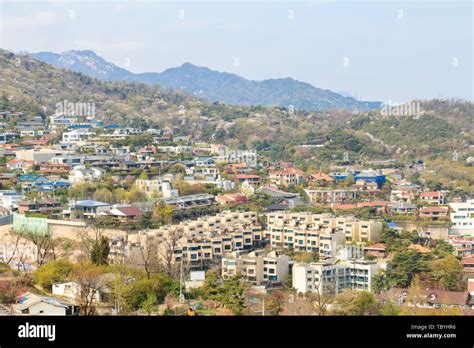 Aerial View Of Residential Area In Seoul City Seongbuk Dong Stock