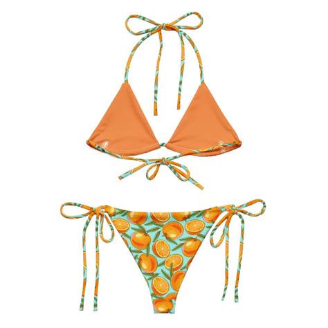Vintage Florida Orange Bikini Set Recycled Eco Friendly Bikini Retro Fruit Swimsuit Etsy