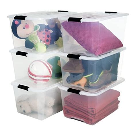 Iris Ohyama Set Of Storage Boxes Lwith Snap Closure Stackable