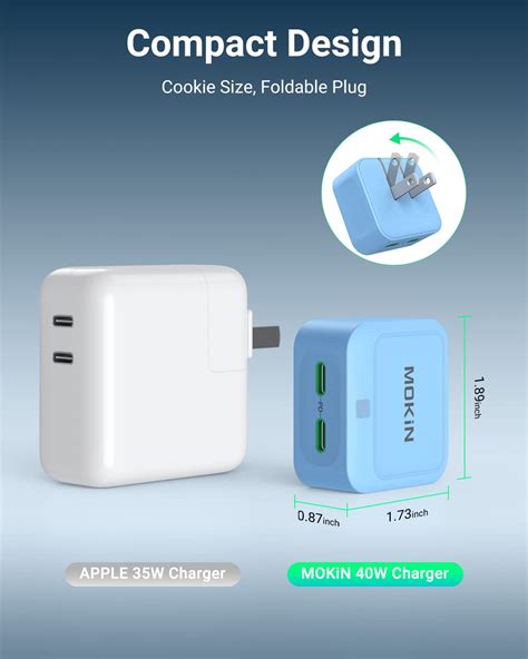 Snapklik USB C Wall Charger MOKiN 40W Fast Charger Block Type C