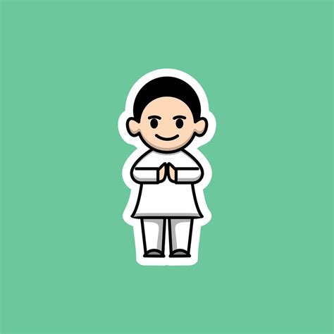 Cute Muslim Man Cartoon 21774600 Vector Art At Vecteezy