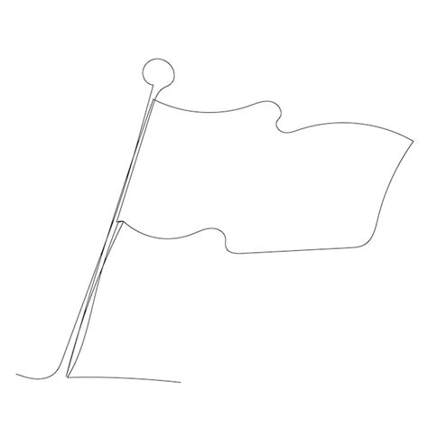 Drapeau de dessin au trait continu isolé Vecteur Premium