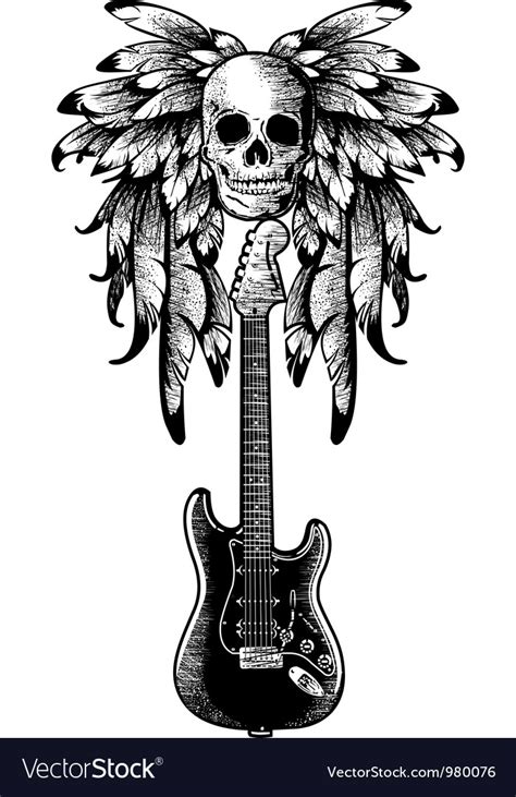 Wings With Skull Guitar Royalty Free Vector Image