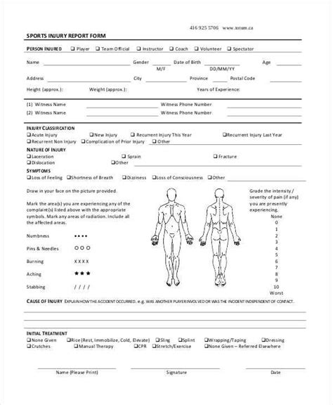 Injury Report Form Template Professional Templates Incident