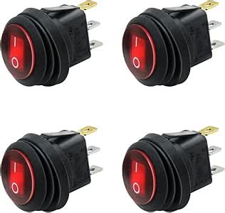 Mxuteuk 4 Piezas 12 V 20 A SPST Rojo Luz LED Auto Barco Interruptor