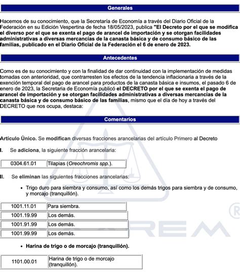 Decreto Que Modifica Diverso Por El Que Se Exenta Pago De Arancel De