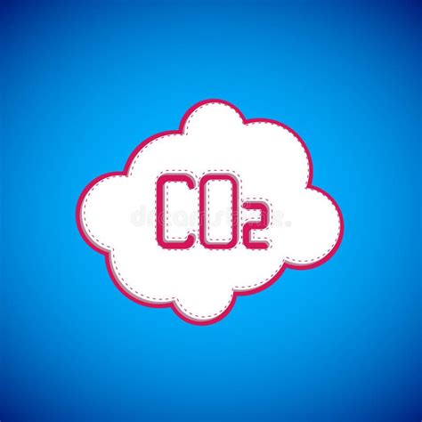 White Co Emissions In Cloud Icon Isolated On Blue Background Carbon