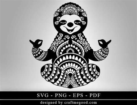 Mandala Sloth Svg Meditating Sloth Svg Sloth Svg Cut File Svg For