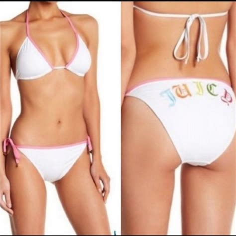 Juicy Couture Swim Juicy Couture White And Pink String Bikini W