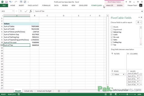 Making Profit And Loss Statements In Excel Using Pivot Tables